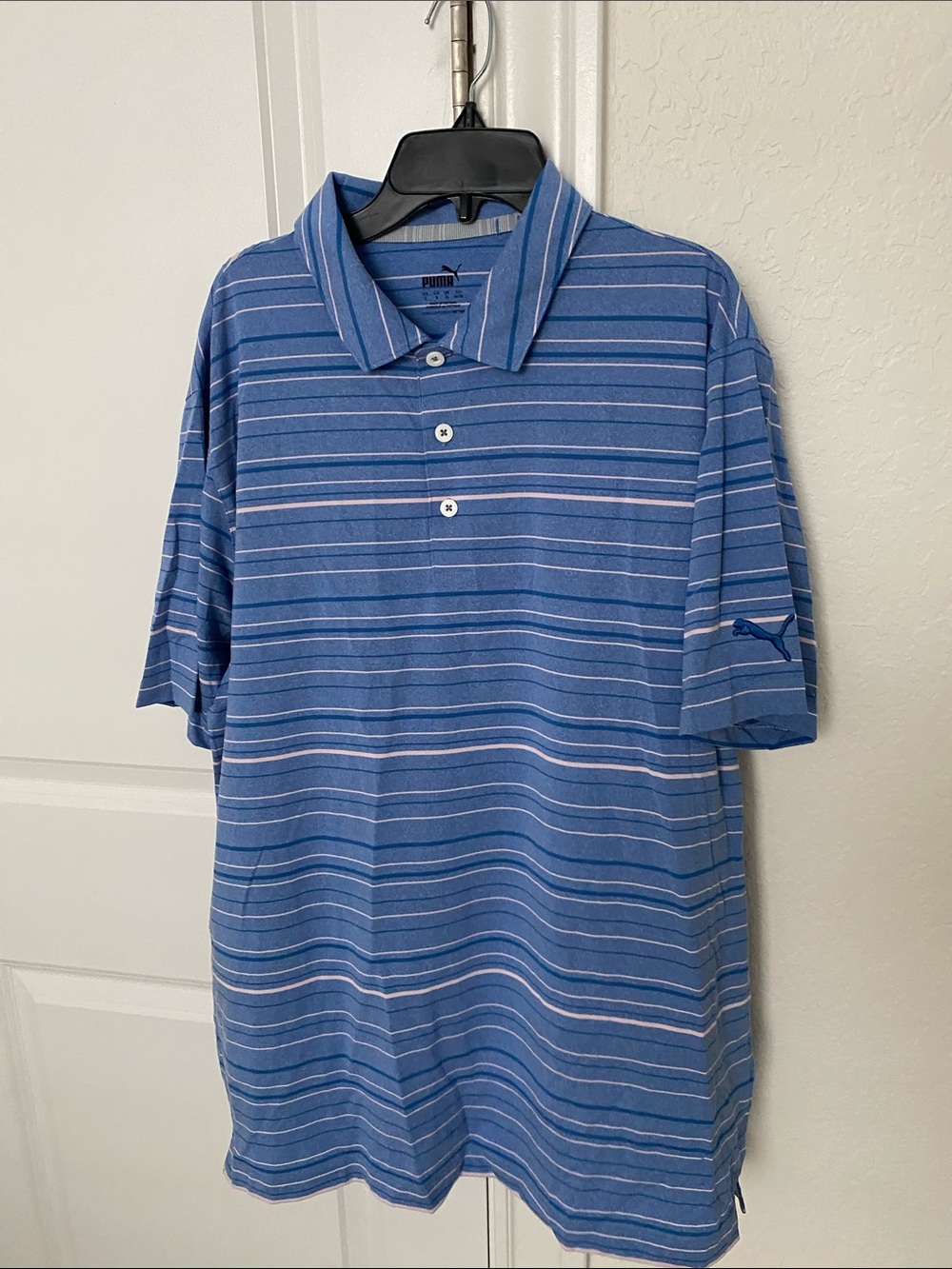 Puma Blue Striped Men's Polo Shirt